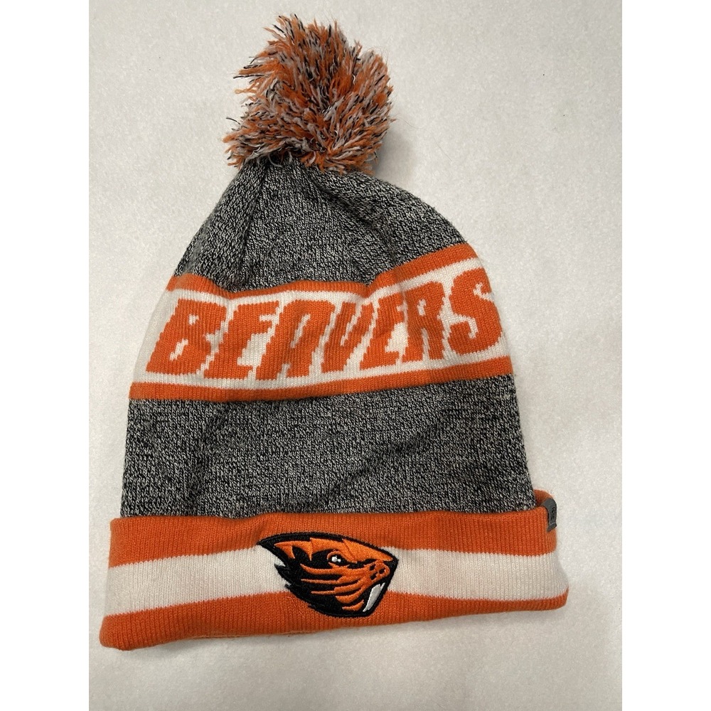Oregon State Beavers Beanie Winter Hat Black and‎ Orange Pom Hat